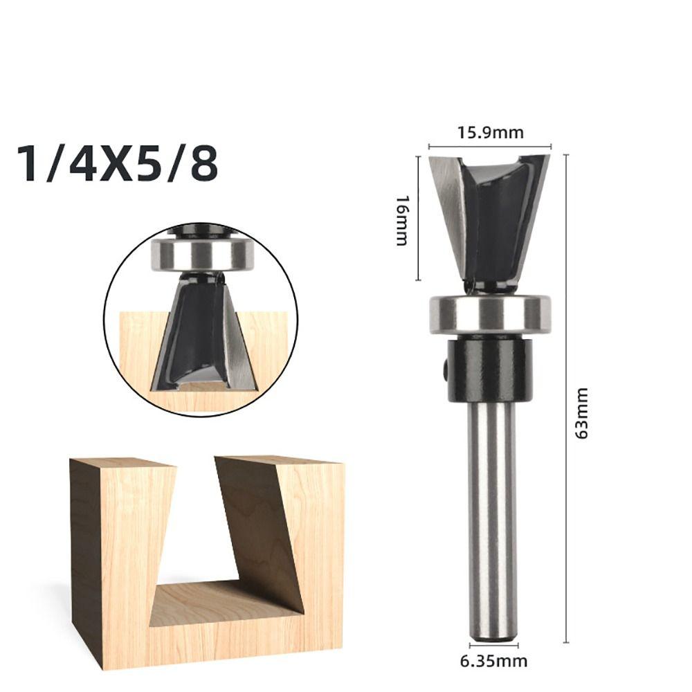 

1/4 Inch Shank Flush Trim Bits Tungsten Carbide Dovetail Joint Router Bits Cut Router Bit black-1/4x5/8