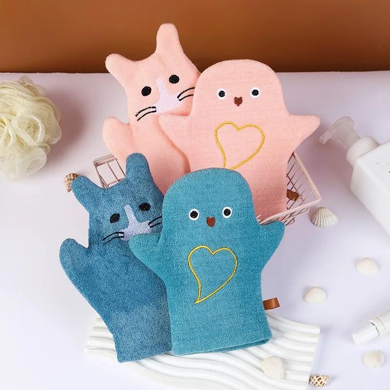

Cartoon Penguin Creative Soft Baby Bath Gloves Children s Bath Towel Gloves Bathroom Shower Body Cleaning Sponge Bath розовый