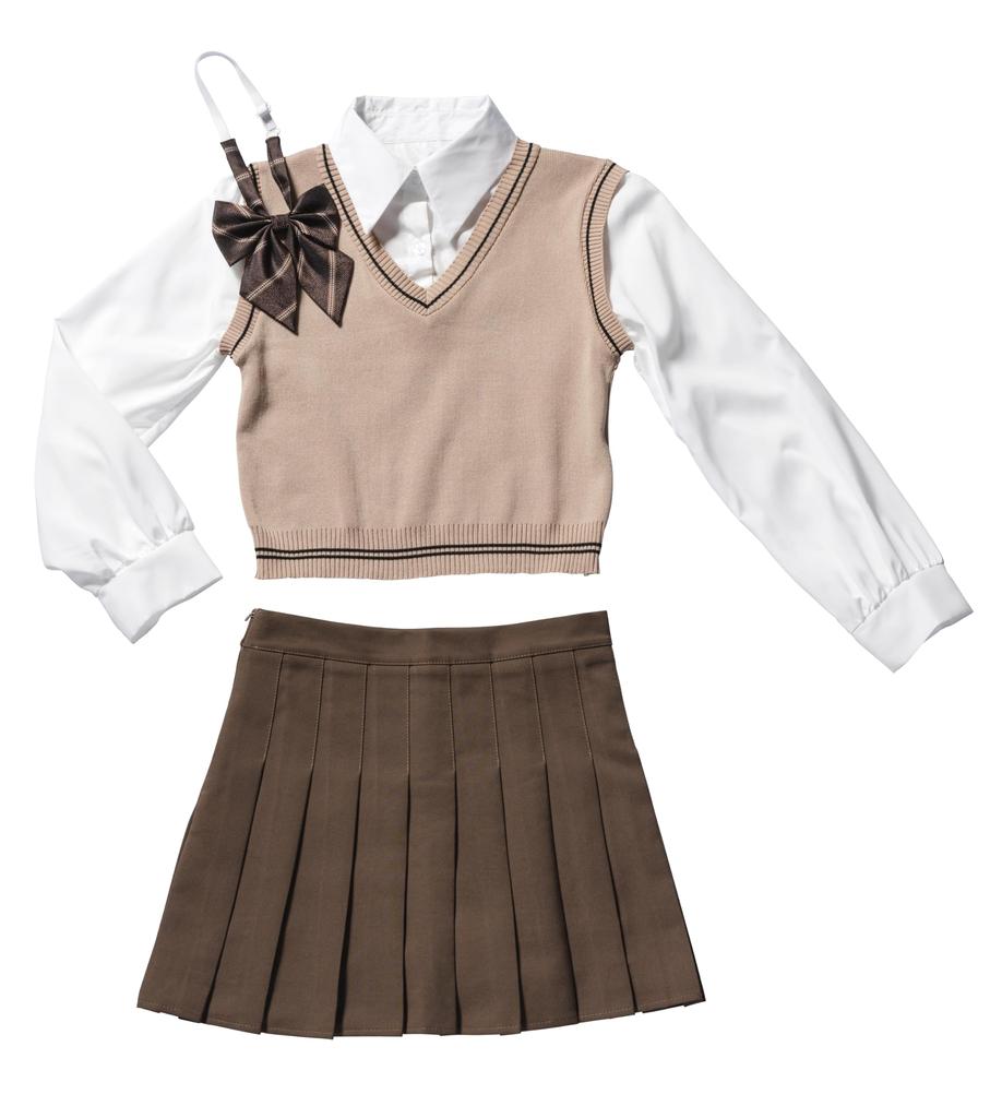 Clearstone Ulzzang Sailor Cosplay Halloween Knit Vest Beige x Chocolate Women's