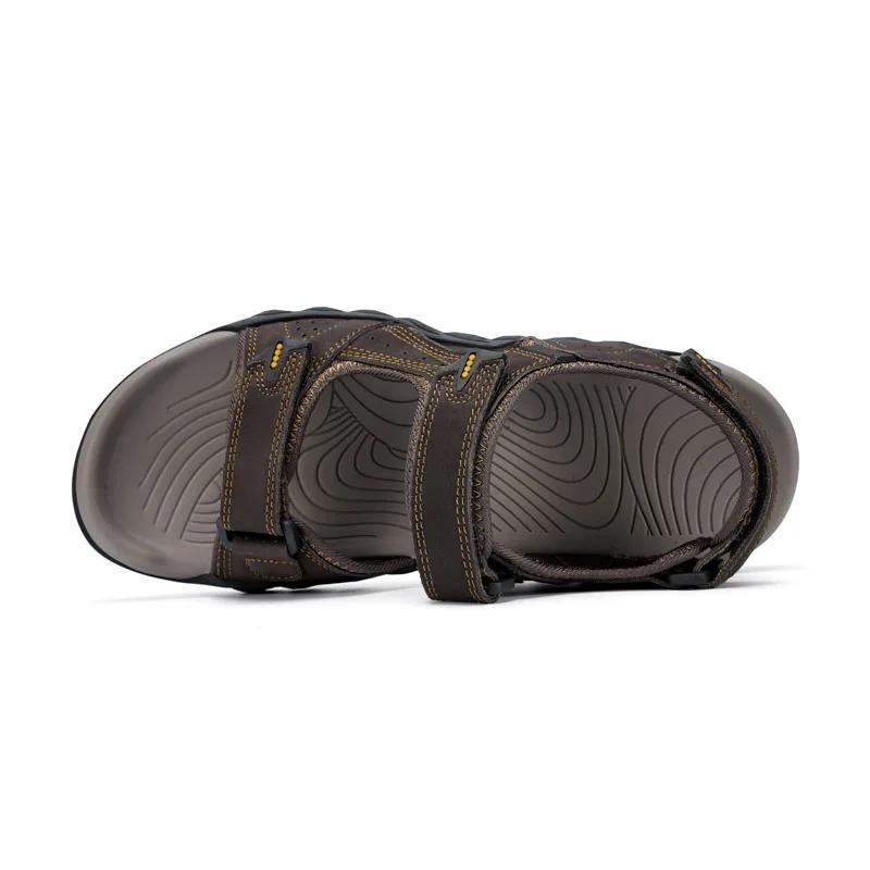 Mens Anti Slip Outdoor Leather Sandals Men Big Size 46 47 High Quality Sandals Comfortable Flat