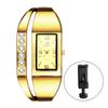 Simple Gold Women's Bracelet Watch: Analog Display, Waterproof, Diamond-Embossed Square Case, Quartz Movement, Gold-Colored, Casual Fashion Watch -