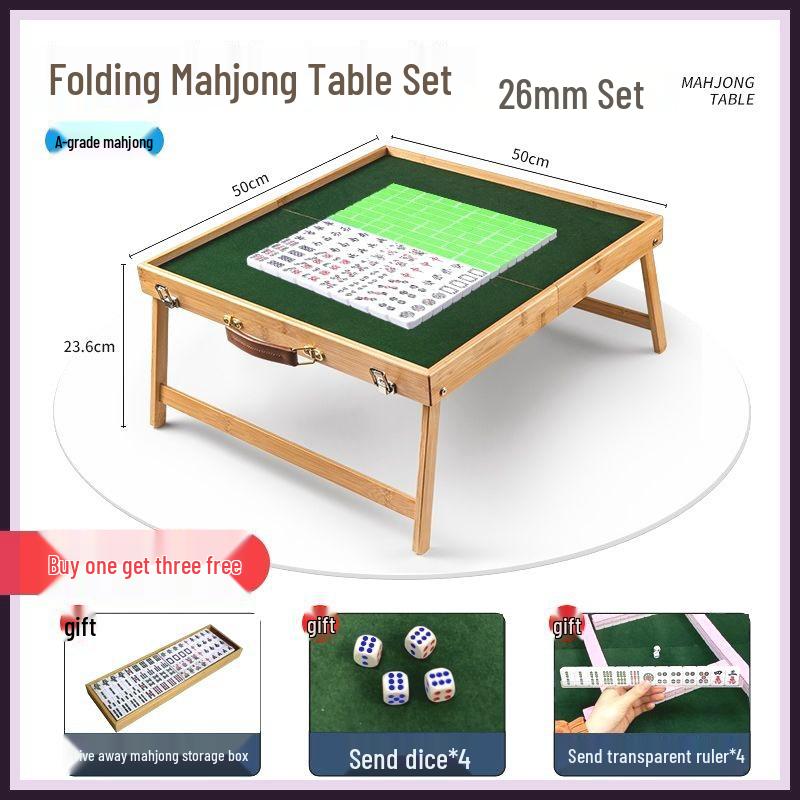 

Portable Folding Mahjong Table: Bamboo & Wood Travel Set with Handbag, Outdoor & Dorm Use