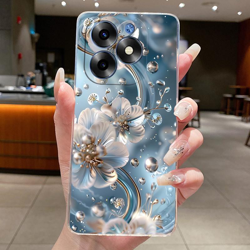 Fashion Flowers For Itel S23+ S23 Plus S681LN ItelS23+ 2023 Transparent Silicone Phone Protective Back Cover Shell Soft TPU Case