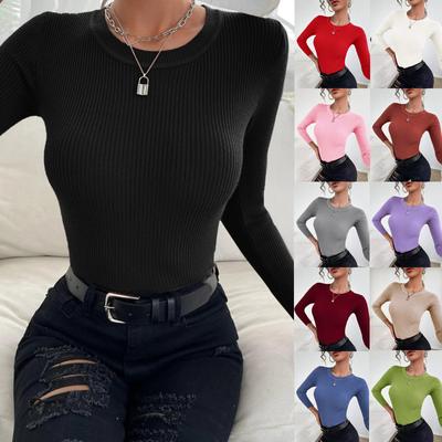 Herbst Winter Pullover Tops frauen Bodenbildung Pullover Mode Langarm Bluse Rippen Gestrickte Casual Jumper Pullover