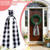 Svart och rutig kransband, 1,8 m lång julkrans dekorativt band, satinband med rosett för ytterdörrskransar, högtids D
