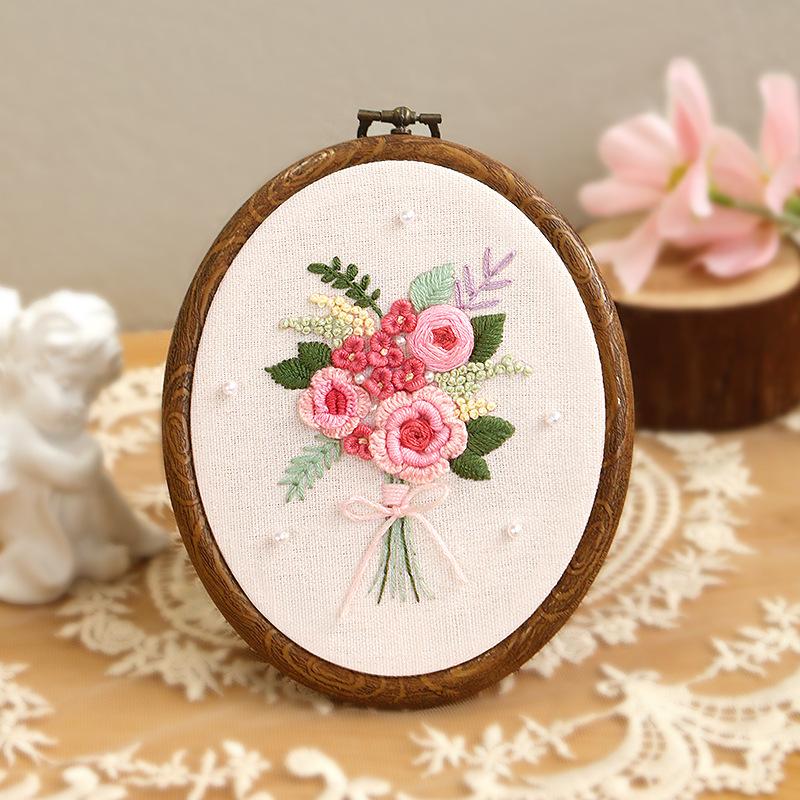 Handmade Embroidery Kit DIY Material Package 3D Cross Stitch Circular Ornament Contain Embroidery Tools Embroidery Frame