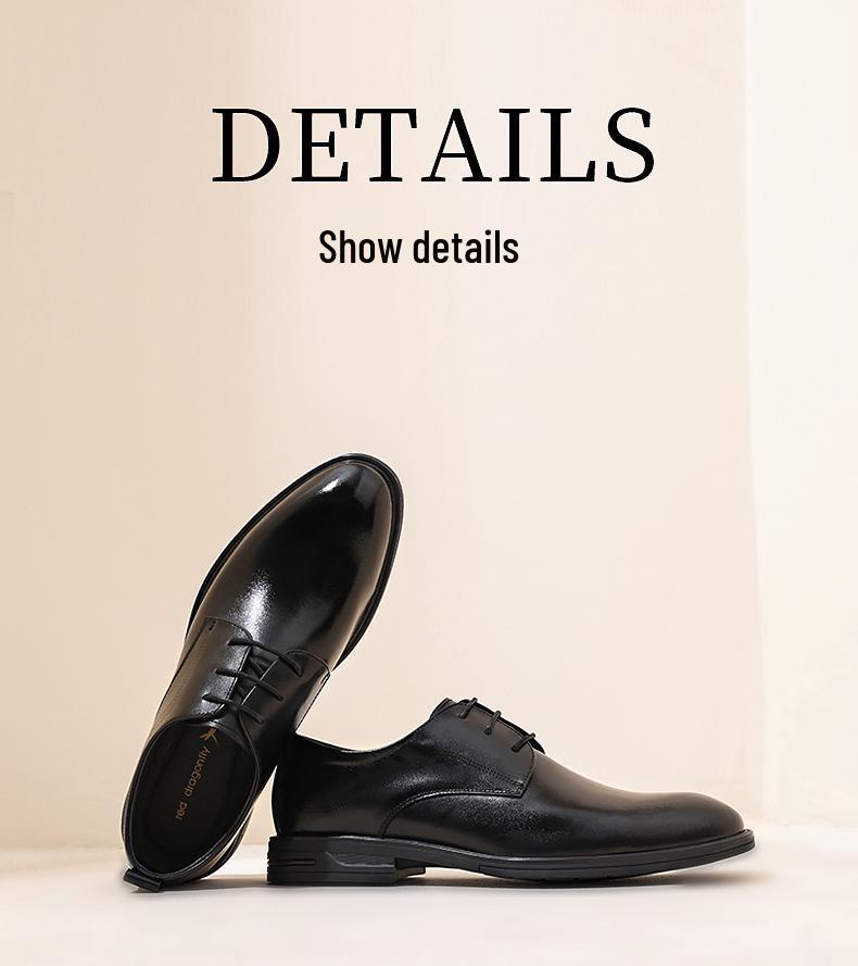 Red Dragonfly Men's Genuine Leather Derby Shoes - Formal British Style for Business and Civil Servants.