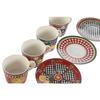 Lot de tasses avec assiettes en porcelaine - Home ESPRIT - 4 pièces - 220 ml - 15,6 x 15,6 x 1,7 cm - Multicolore
