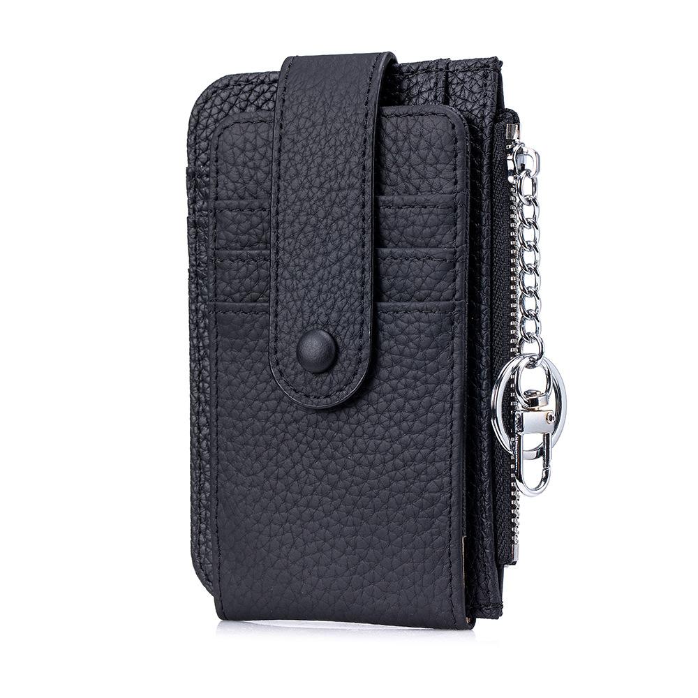 

New women s short small wallet zipper niche design multi-card card bag solid color mini change bag thin чорний