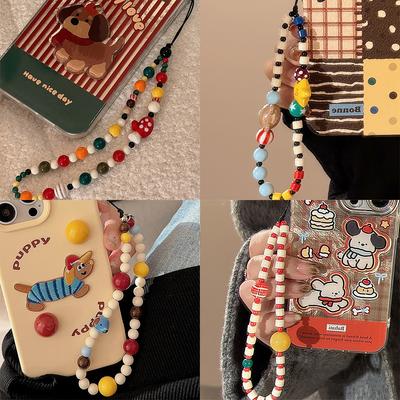 Colorful Chain Mobile Phone Case Lanyard for Apple/For Huawei Portable Wrist Strap Rope Personalized Ins Dopamine Pendant