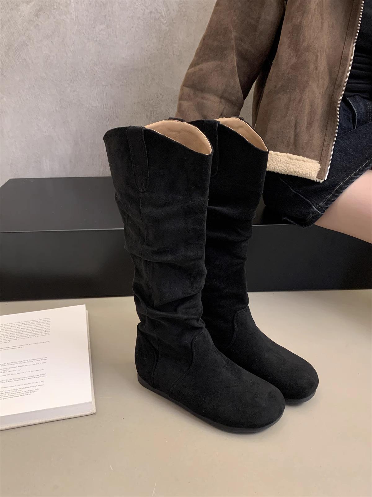 

Niche retro style thick heel thin short boots women s 2025 new summer versatile height increase small high heel medium boots 39 чёрный