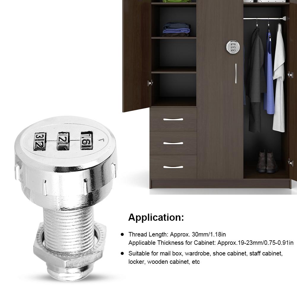 2pcs 30mm/1.18in 3-Digit Mechanical Code Password Lock for Cabinet Wardrobe Locker