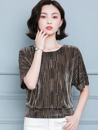 Women's bottoming shirt women's short-sleeved fashion summer new versatile bat shirt loose belly half-sleeved shirt