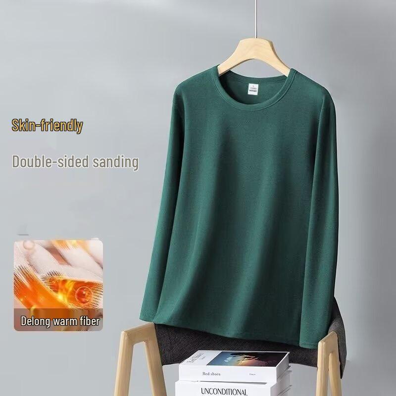 Men's Double-Sided Velvet Crew Neck Long Sleeve Warm Undershirt