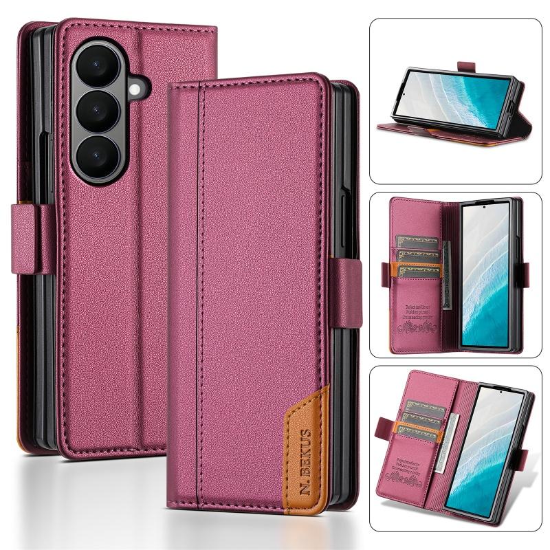 Luxury Magnetic Anti-theft Brush Leather Wallet Card Slot Phone Case for Samsung Galaxy Z Fold 7 6 5 4 3 Purse Holder Cover Etui