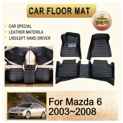 Car Floor Mats For Mazda 6 Mazda6 GG1 GY 2003 2004 2005 2006 2007 2008 Leather Pads Foot Carpets LHD Covers Rug Auto Accessories
