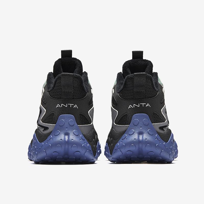 Anta Kids Panstone Trendy Fashion Thickened Warm Non-Slip Durable Mid-Top Casual Shoes Kids Casual Shoes Black Green A12446922-4