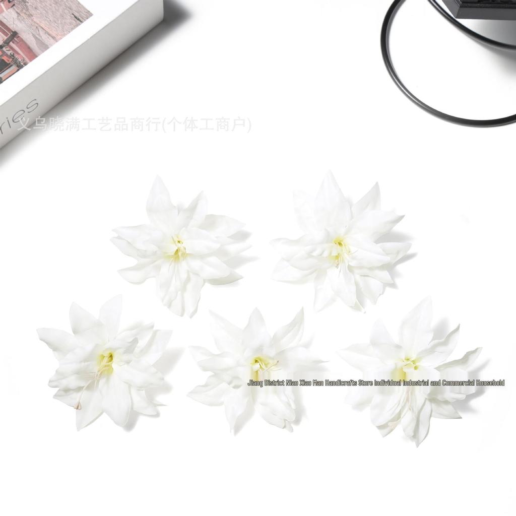 Morandi Color Double Petal Lily Hair Clips - Ancient Style Hanfu Hairpins & Scholar Hat Accessories DIY Materials.