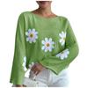 Women's Fashion Casual Flower Print Loose  Sleeve Knitwear Top Sweater