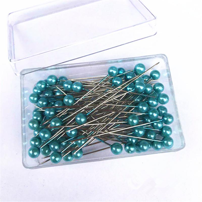 100Pcs Dressmaking Pins Colorful Round Pearl Head Needles Straight Sewing Pins For DIY Sewing Embroidery Patchwork Positioning