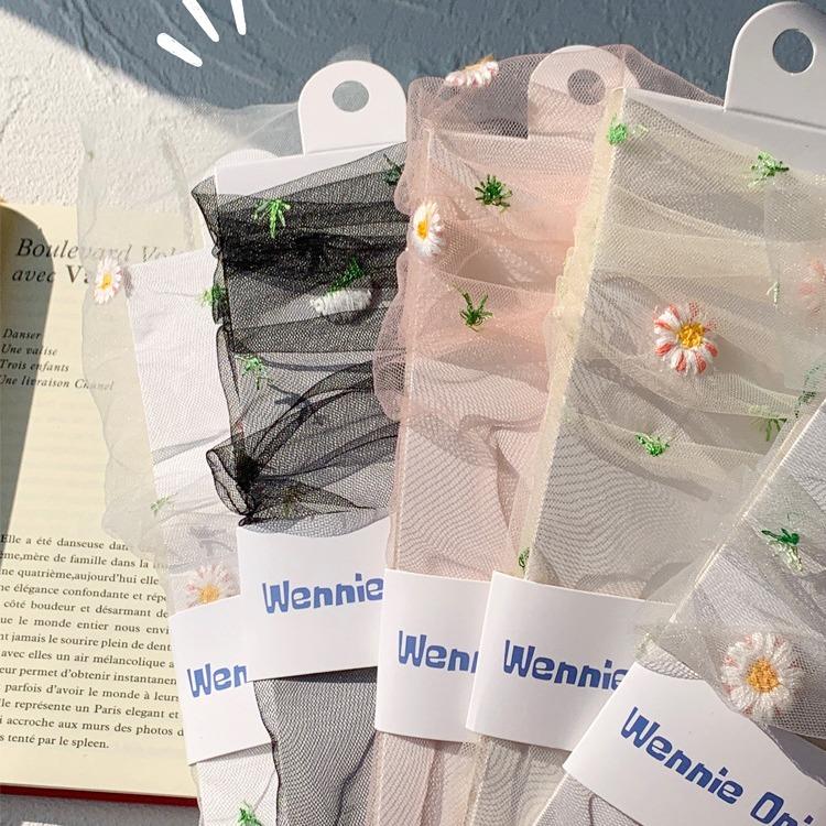 Mesh Socks Children'S Sweet And Fresh Little Daisy Girl Socks Summer Ultra-Thin Transparent Embroidered Tube Socks Stockings