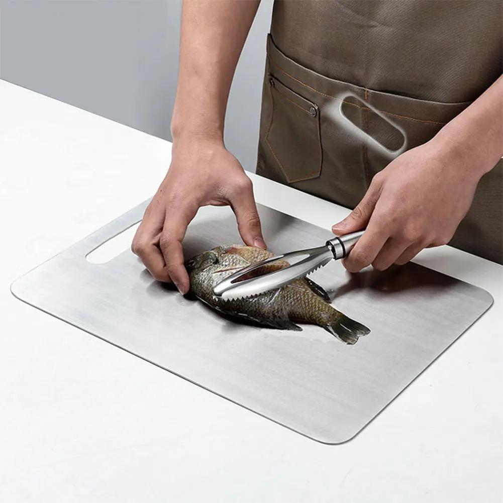 Titanium & 316 Stainless Steel Cutting Board - Double-Sided Food Grade Kitchen Board for Meat, Vegetables & Fruits