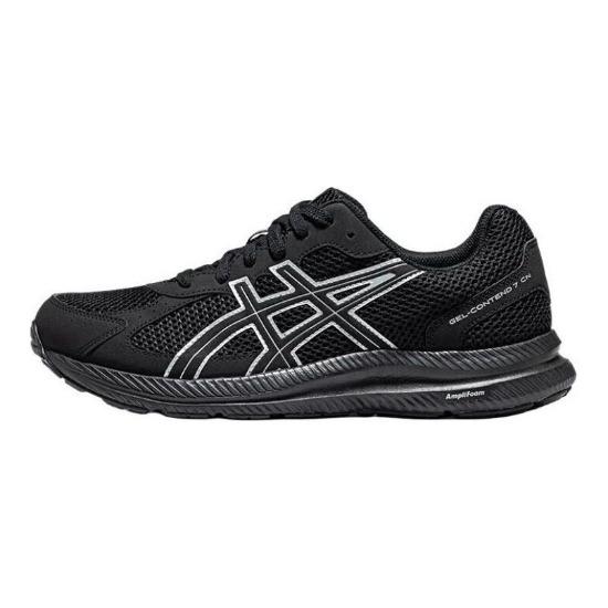 Asics Gel-Contend 7 Comfortable Fashion Fabric Synthetic Leather Shock Absorbing Durable Low-Top Casual Running Shoes Men Sneaker Black 1011B917-001