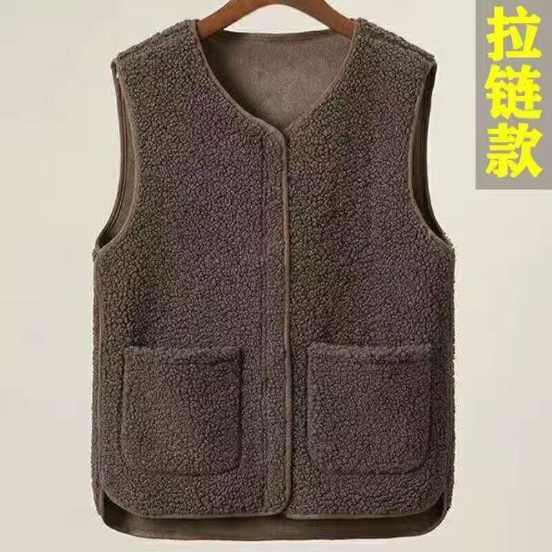 Middle-aged and Old Vest Female Grandma Cotton Vest Velvet Thickened Vest Winter Mother Warm Vest Jacket Outside