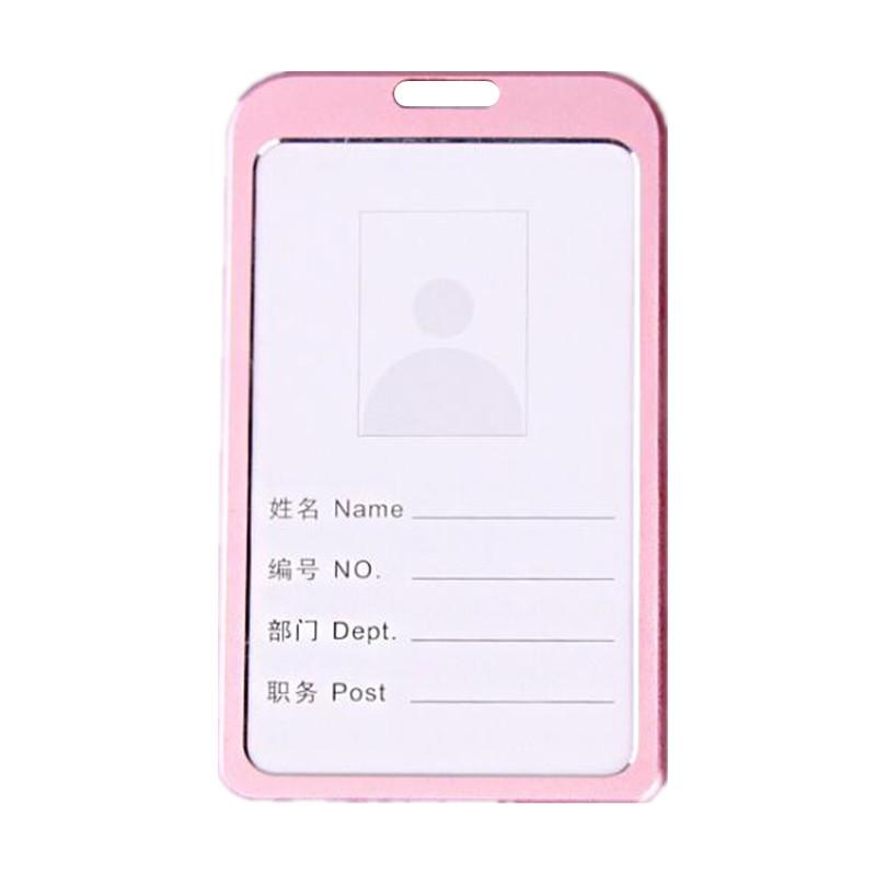 1 Set Aluminum Alloy Card Holder with ABS Retractable Badge Reel Pull ID Card Badge Holder Nurse Badge Lanyards School Supplies