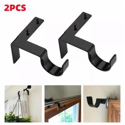 2x Curtain Pole Brackets No Drill Curtain Rod Holder Into Wooden Window Frame