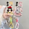 KEYSION Cartoon Cute Plush Embroidery Case for HONOR 70 5G with Lanyard Silicone Shockproof Phone Cover for Huawei Honor 70