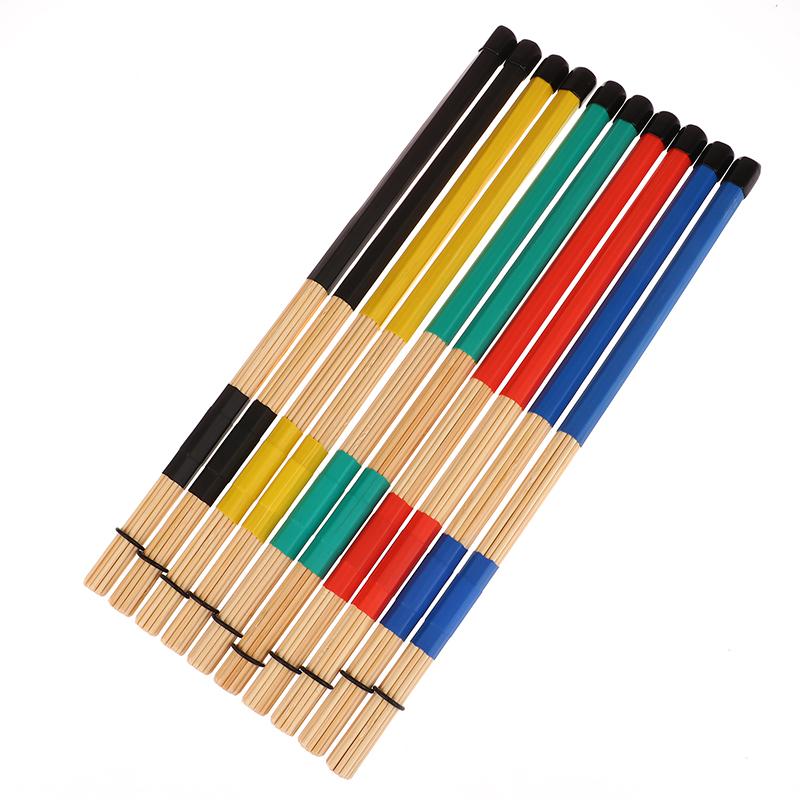 1Pair Bamboo Drumsticks Drum Sticks Percussion Drum Brushes Bundle Harmmer With Rubber Handle Drum Accessories