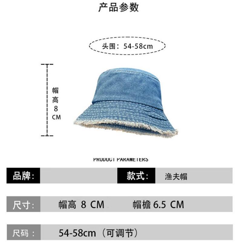 Waschener Denim Fischerhut Fortgeschrittener Sinn Damen Herbst- und Winterhut Roher Rand Schlichte Gesichtsbedeckung Beckenhut Zeigt kleines Gesicht Herbst