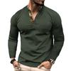 Men's Single Breasted Round Neck Long Sleeved Casual Sports Top