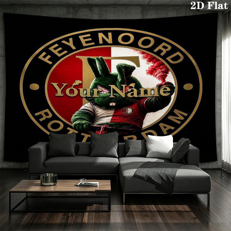 Feyenoord Custom Name Wall Tapestry Aesthetic Wall Hanging Printed Fabric Blanket Decorative Tapestries For Bedroom Living Room Home Decor