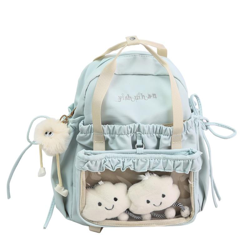 

Solid Color Backpack Women s Lightweight Backpack Student Schoolbag синій