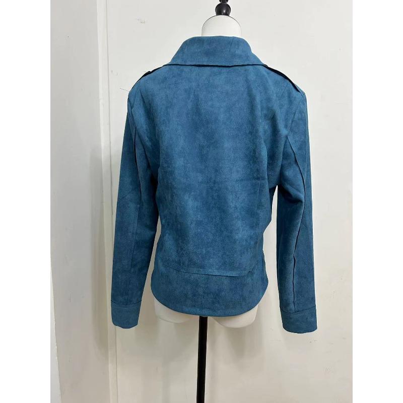 Women's Jacket Spring and Autumn New Slim Fit Lapel Zipper Ladies Coats Tops Fashion Long Sleeve Leather Fleece Warm Short Jackets for Women