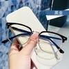 Fashion Unisex Square Plain Glasses for Men Women Metal Frame Glasses Polygon Eyeglasses Gentle Black Anti Blue Light Glasses