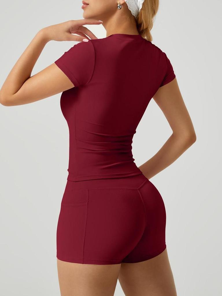 Europejski i Amerykański Szybkoschnący Nagi Zestaw do Jogi: Dwuczęściowy, Bardzo Elastyczny, Jednokolorowy do Biegania i Fitnessu