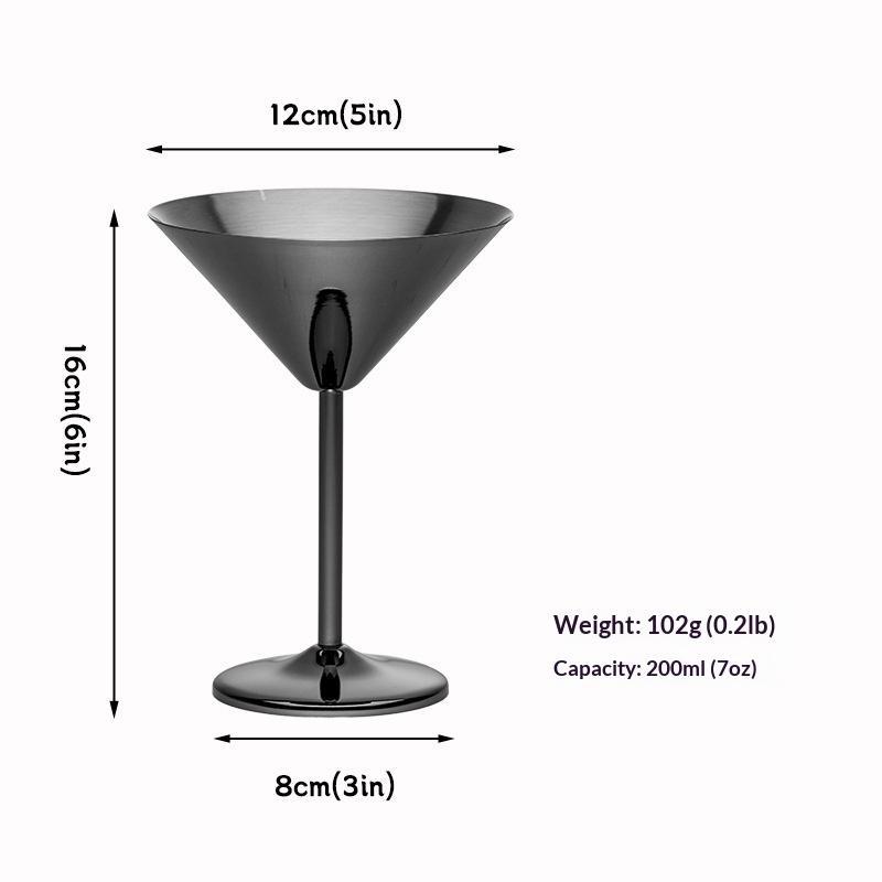200ml Edelstahl Weinglas Cocktailkelch Rotwein Martini Kreatives Metall-Weinglas Champagnerkelch für Bar Restaurant