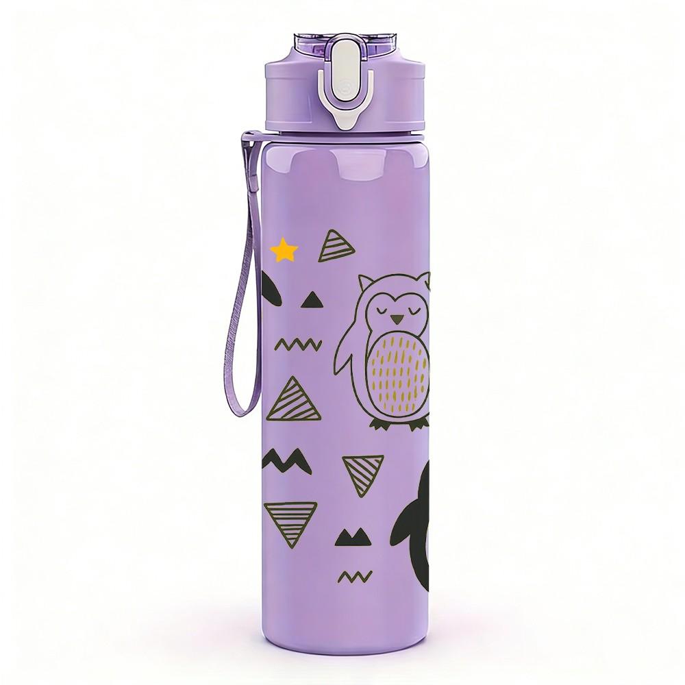1PC Penguin Triangle Seamless Pattern 750ml Color Plastic Sports Water Bottle Leakproof Flip Straw Lid Suitable for Sports Office Home Use