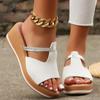 Mode Neue Zehenfreie Damen Keilsandalen Weiß Sommer Mode Atmungsaktive Bequeme Sandalen Frau Schnalle Damen Schuhe Frau Schuh