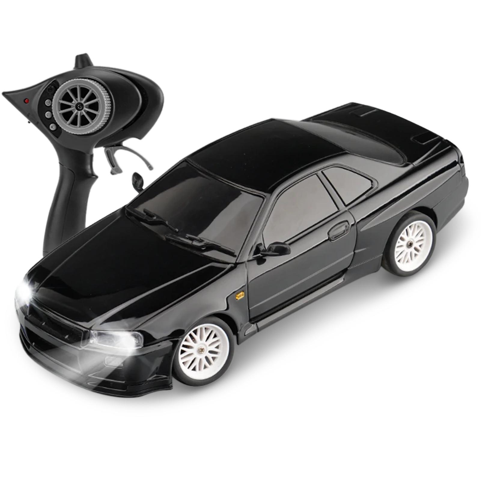 

Машинка с дистанционным управлением, игрушечный электромобиль для дрифта 2,4 ГГц с гироскопом, светодиодными фонарями, 3 перезаряжаемых элемента 1 battery чёрный