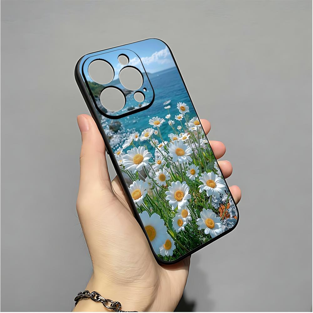 Daisy Phone Case For IPhone 16,15,14,13,12,11,XS,XR,X,8,7,Pro,Max,Plus,mini Silicone Black Cover