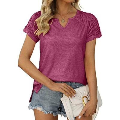 Women's Summer V-neck Raglan T-shirt Short Sleeved Top for Women Shirt