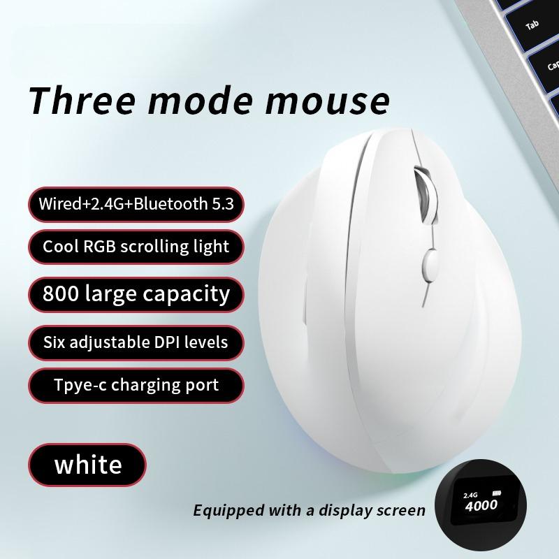 Wireless Ergonomic Mouse with Screen Display Vertical Mouse 5 Adjustable DPI Mute Buttons for Gaming PC Computer Laptops Mouse