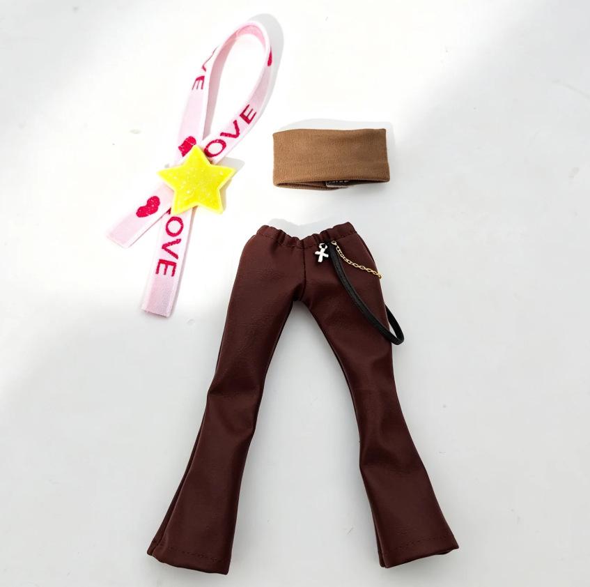 OB24 Blythe 1/6 Doll Outfit: Vintage Skinny Pants & Puff Sleeve Top