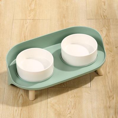 Ceramic Double Cat & Dog Bowl - Anti-Tip, Anti-Splash, Protects Cervical Spine