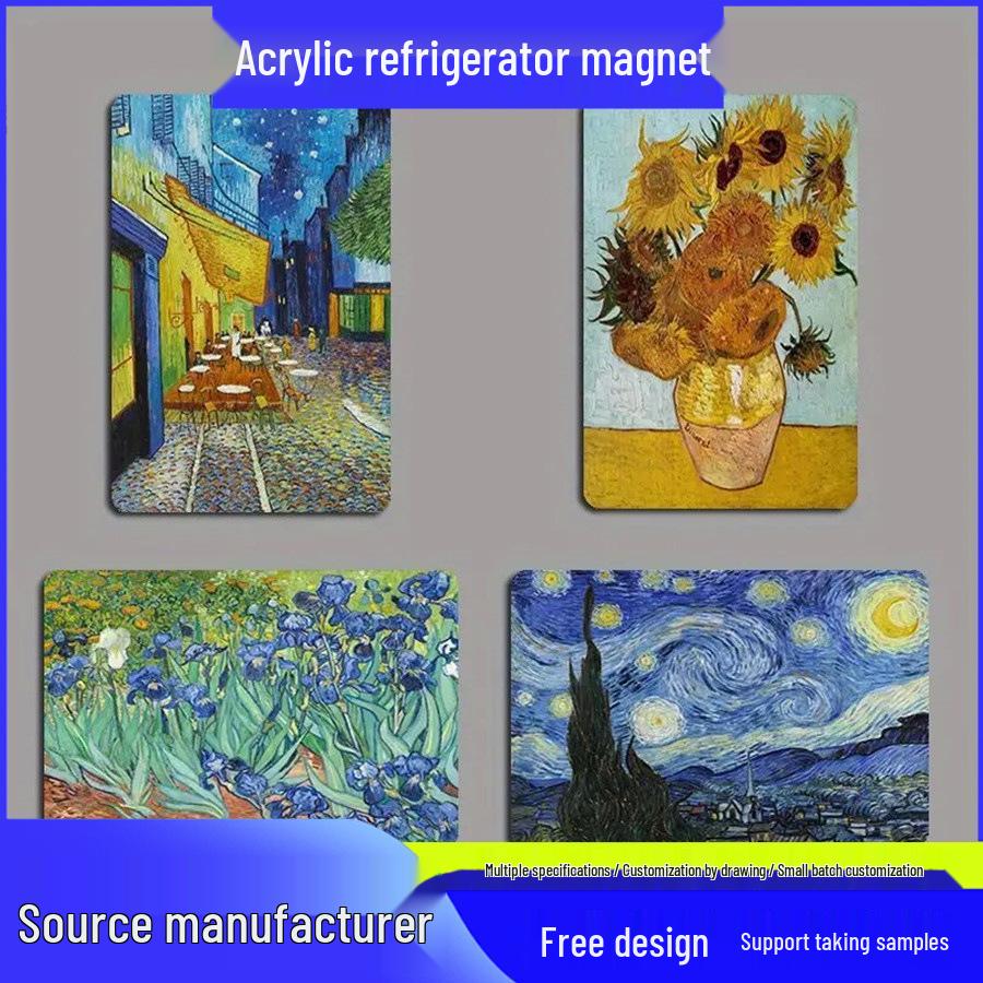 European Style Van Gogh Art Magnet - Creative Oil & Acrylic Painting Refrigerator Sticker
