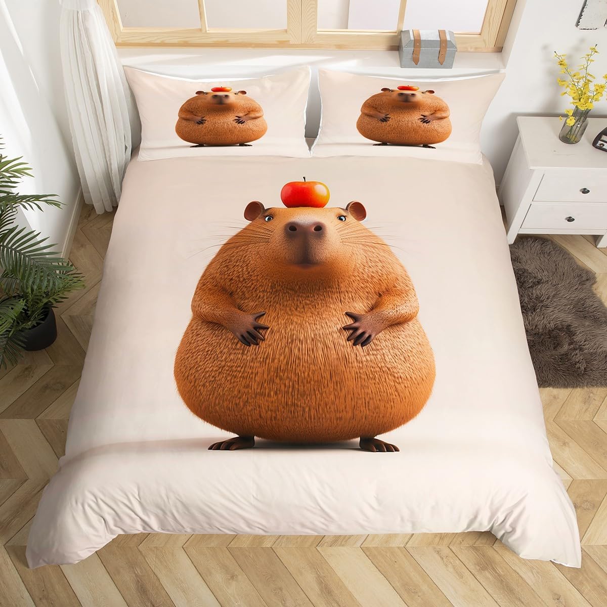 

Carton Guinea Pig Soft Duvet Cover King Quen Lovely Animal Beding Set Microfiber Mermaid Fish Scale Warm Comforter Cover For Young Boys Young Girls 135*200cm Eu-Single